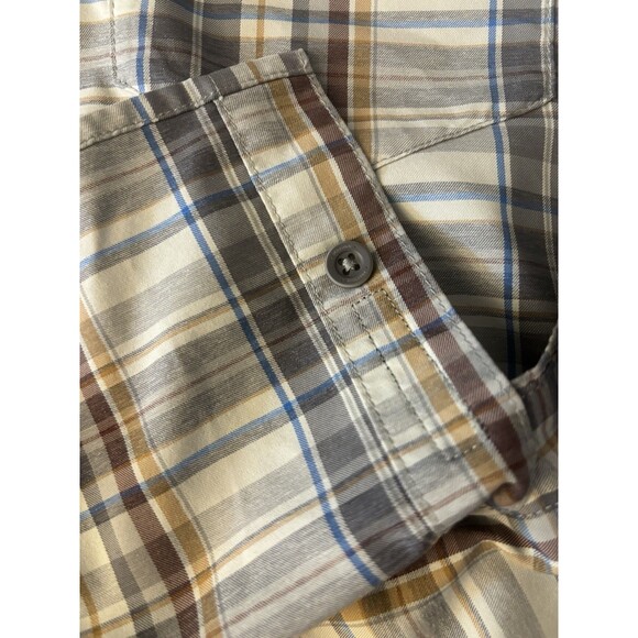 MARMOT Button Up Short Sleeve Shirt Men Large Gray Plaid Lightweight Casual - Picture 7 of 9